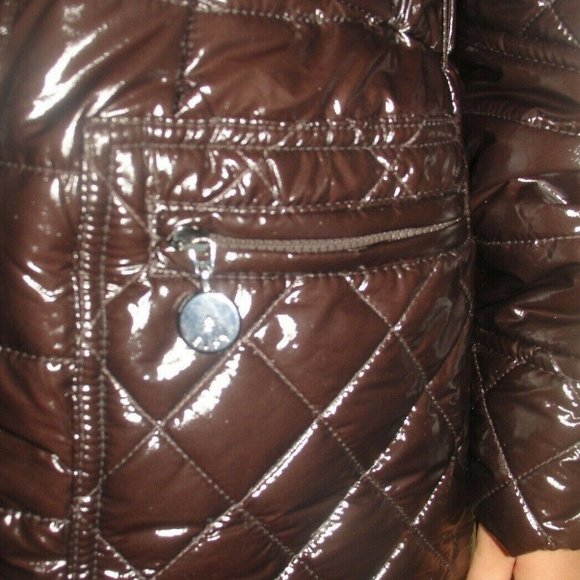 NWT ELSYGIRL RemovableFurHoodPufferShinyJacketCoatParkaBrownItalianDesig… - Picture 8 of 12